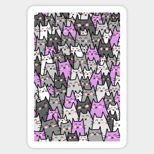 Cat Party - Gray Purple Sticker